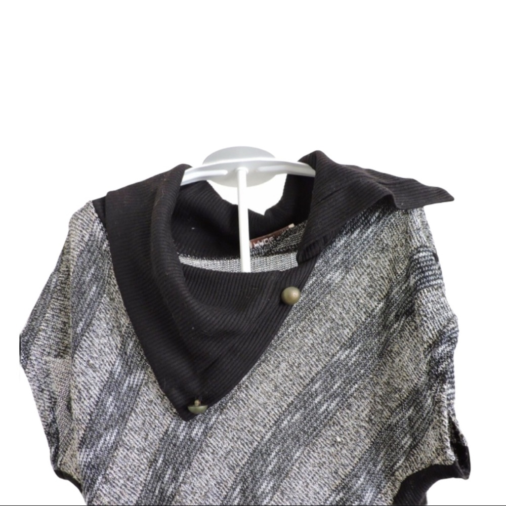 Arden B Long Sweater Black Silver Cowl Neck XS - Picture 3 of 6